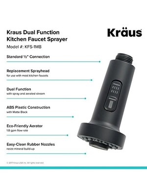 Yvz Store Kfs-1mb Çift Işlevli Mutfak Bataryası Püskürtücü, Siyah