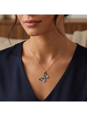 Pigado 925 Ayar Gümüş Masumiyet Mavi Kelebek Kolye