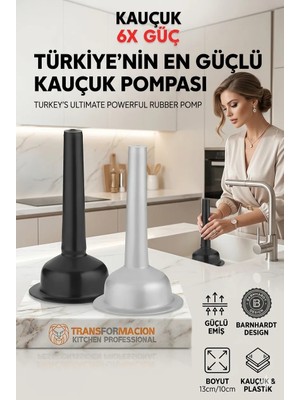 Transformacion Lavabo Açıcı Pompa 2 Adet Plastik ve Kauçuk-Silikon Malzeme ile Güçlü Emiş