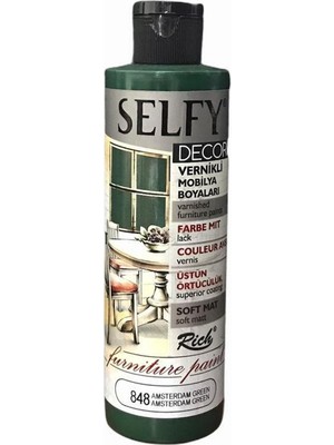 Rich Selfy Decor Vernikli Boya Amsterdam Green 848 Renkli 240 cc Özellikli Mobilya Boyası