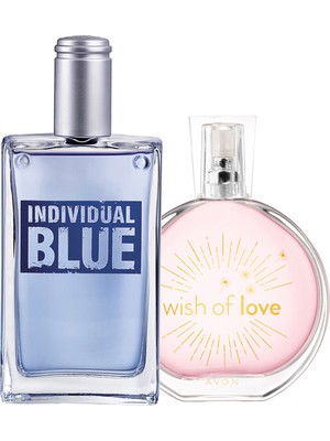 Avon Erkek Parfüm Individual Blue ve Kadın Parfüm Wish Of Love 150 ml Hediyelik Set