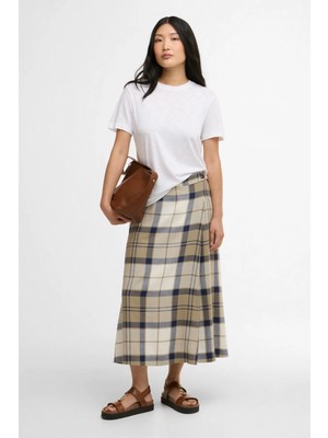 Barbour Ballina Midi Etek NY51 Dress Navy Tartan