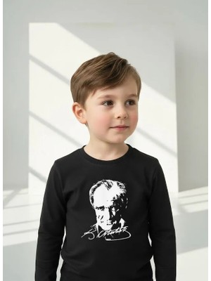 Stilera Uzun Kollu Atatürk Baskılı Unisex Çocuk Tişört T-Shirt Body