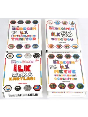 EA Oyuncak Ilk Zeka Kartlar Eğitici 4'lü Set Bebeğim Ilk 55 Zeka Kartları Sözcükler  Hayvanlar  Meyveler