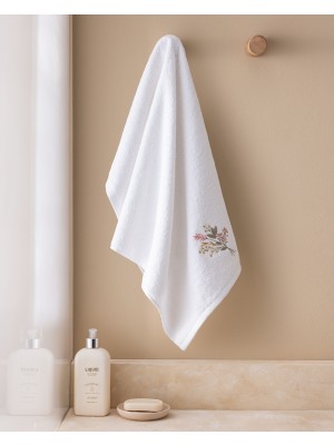 Madame Coco Arsor %100 Pamuk Nakışlı Yüz Havlusu - Beyaz - 50X76 cm