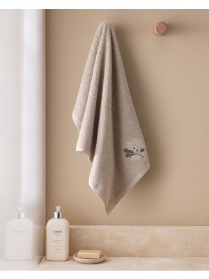 Madame Coco Selmor %100 Pamuk Nakışlı Yüz Havlusu - Bej - 50X76 cm