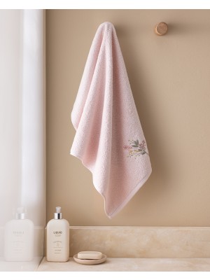 Madame Coco Arsor %100 Pamuk Nakışlı Yüz Havlusu - Pudra - 50X76 cm