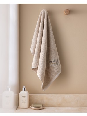 Madame Coco Arsor %100 Pamuk Nakışlı Yüz Havlusu - Bej - 50X76 cm