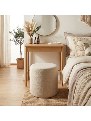 Zem Lines Puf, Teddy Kumaş Sütlü Kahve