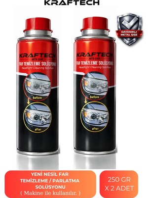 Kraftech Yeni Nesil Premium I Buharlı Far Temizleme Sıvısı Ve Parlatma Solüsyonu I Kloroform Uyumlu 2 X 250gr