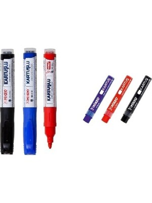 Mikro 3 Renk Yazı Tahtası Kalemi ve 3 Adet Yedek Kartuş ile Pratik Kullanım
