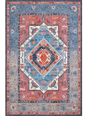 Cool Halı Beylerbeyi By 801 Mavi Renkli Oturma Odası Salon Halısı Makinede Yıkanabilir Şönil Halı