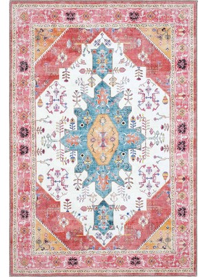 Cool Halı Beylerbeyi By 837 Pembe Halı Etnik Desenli Otantik Ev Salon Halısı Yıkanabilir Şönil Halı