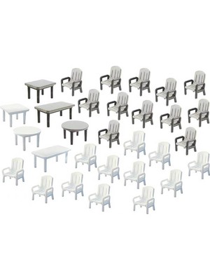 Faller 180439 1/87 Ölçek, Bahçe Sandalye ve Masaları, 30 Parça, Plastik Model Kiti