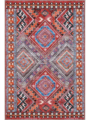 Cool Halı Beylerbeyi By 809 Kırmızı Vintage Halı Ev Oda Salon Halısı Yıkanabilir Eskitme Şönil Halı