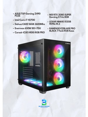 OEM Rtx 2080 Super 8gb Gaming Pc | I7 10700 | 16GB 3600MHZ Rgb Ram | 512GB Nvme SSD | Sıvı Soğutma | Oyuncu Bilgisayarı