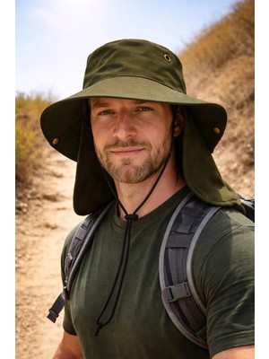 Külah Outdoor Uv Güneş Koruyucu Şapka Haki Lejyoner Safari Şapkası