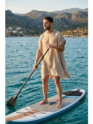 Miespiga Kapüşonlu Erkek Müslin Sörf Panço