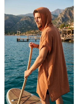 Miespiga Kapüşonlu Erkek Müslin Sörf Panço