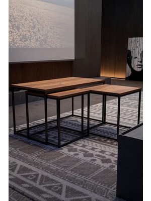 KODIGU Elora 3'lü Orta Sehpa | Siyah | 90X48X48 cm