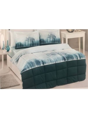 Özdilek Çift Kişilik Ranforce Jungle Desenli Uyku Seti Pamuk Kumaş 240 x 260 cm Su Yeşili