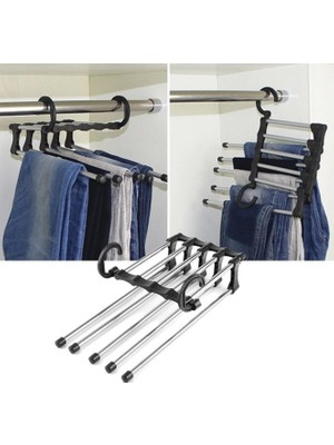 Cmt Çok Renkli Pantolon Askılık 5'li Hareketli Askı Erkekler İçin Dayanıklı Metal Malzeme