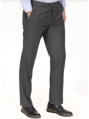 MaviMoure Erkek Klasik Kesim Füme Kumaş Pantolon Dar Paça Desenli Günlük Stil