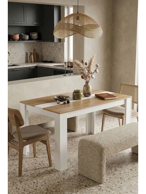 Robin Home Lena Yemek Masası Mutfak Masası 120 x 80 Sepet-Beyaz