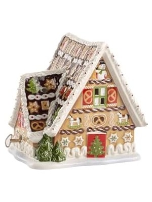Esplendor Store Villeroy ve Boch Christmas Toys Müzik Kutusu "zencefilli Çörek Evi", Porselen, Beyaz/bej