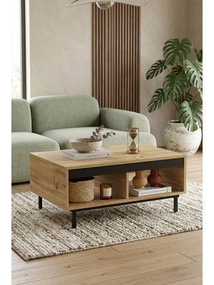 Robin Home Ares Orta Sehpa Metal Ayaklı Keçe-Siyah