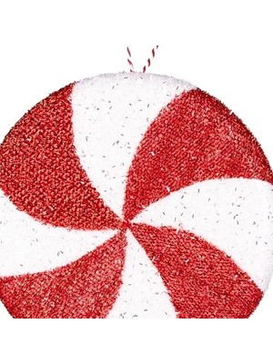 Esplendor Store Yılbaşı Ağaç Süsü Kurdelalı Şeker Figür Kırmızı-Beyaz 24X49 Cm.