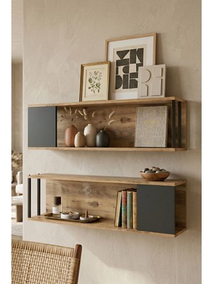 Robin Home Mutfak Rafı Duvar Rafı Kitaplık 2'li Set