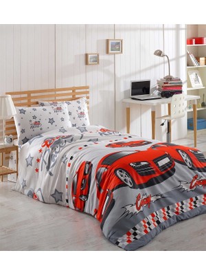 Enlora Home Kolay Ütülenir Crazy Desenli Kırmızı Tek Kişilik Nevresim Takımı 160 x 220 cm