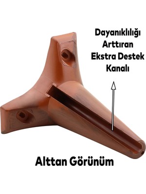Badem10 Aspen Lüks Mobilya 15 Cm Kahverengi Ahşap Desenli Dayanıklı Masa Ayağı