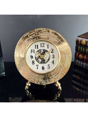 Deco Vien Metal Dünya Haritalı Dekoratif Masa Saati – 16×20 cm