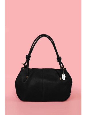 Westbag Kadın Dokulu Büzgülü Premium El ve Omuz Çantası Siyah