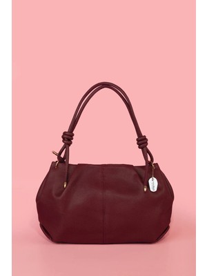 Westbag Kadın Dokulu Büzgülü Premium El ve Omuz Çantası Bordo