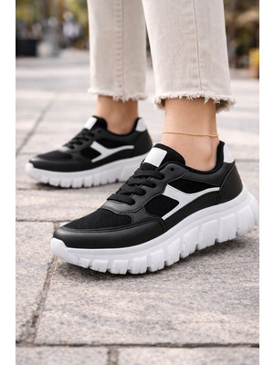 Emax Kalın Tabanlı Kadın Spor Ayakkabı – Günlük Rahat Kullanım, Bağcıklı Sneaker