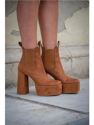 Ayakkabı Ateşi Taba Süet Tasarım Platform Kadın Ayakkabı Venga