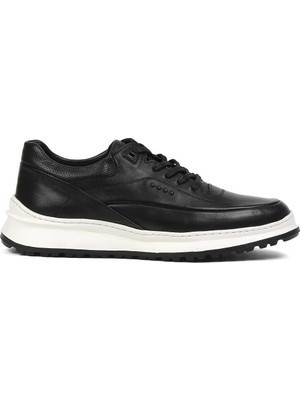 Celal Gültekin Erkek Siyah Bağcıklı Kalın Tabanlı Deri Sneaker