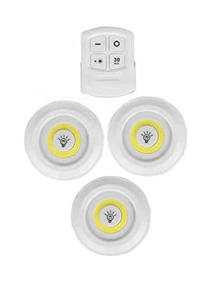 Esplendor Store Uzaktan Kumandalı Pilli LED Spot Lamba Ampul 3'lü Set Yapışkanlı
