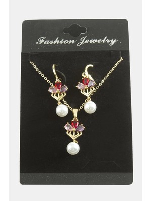 İlk El Grup Ieg™ Çiçek Inci Zirkon Taşlı Set Kolye