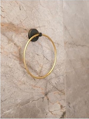Esplendor Store Yapışkanlı Yuvarlak Havluluk Havlu Askısı Altın Siyah S-102
