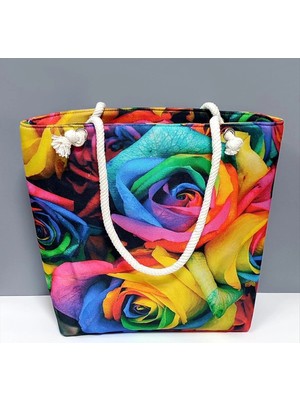 İlk El Grup Ieg™ Gül Desenli Plaj Çantası