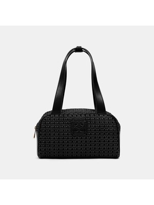 Desa Kadın Siyah Örgü Detaylı Logolu Omuz Çantası
