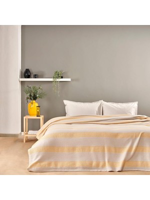 Esplendor Store ÇIZGILI%100 Pamuk Pike Takımı, Sarı, Tek Kişilik