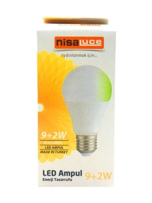 İlk El Grup 9+2W E27 Beyaz-Yeşil LED Ampul (4887)