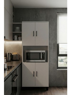 Gold Falez Mutfak Dolabı Çok Amaçlı Raflı Kapaklı Erzak Depolama Modern Ahşap Tasarım Dolap 231 Beyaz