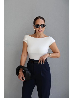 Purple By Banu Ekru Kayık Yaka Body