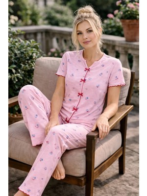 Pemilo Kadın 01604 Kısa Kol Kaşkorse Pijama Takımı